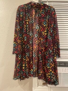 Ali Miles Multicolor Open-Front Long Sleeve Cardigan